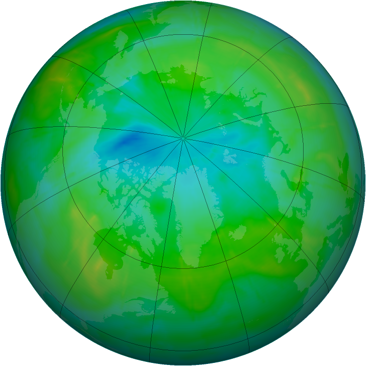 Arctic ozone map for 02 August 2009